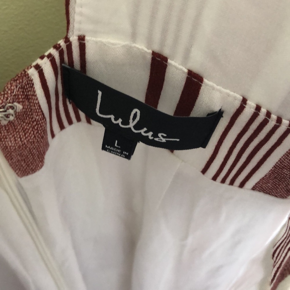 Lulus Hook Line Sinker Rust Red Striped Jumpsuit - image 7